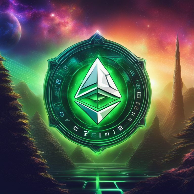 Artistic impression of Ethereum Classic and Brale collaboration, digital art, futuristic theme, detailed and vibrant colors