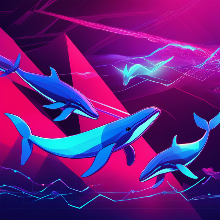 Abstract digital illustration of Tron whales, featuring futuristic market graphs and data analytics, Artstation HQ, modern, vibrant colors, digital art, financial and crypto-themed image