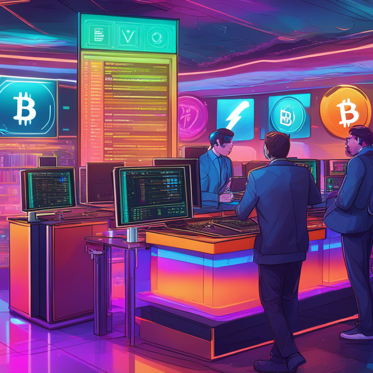 artistic interpretation of crypto exchanges and financial regulations, digital art, modern and vibrant colors, Artstation HQ