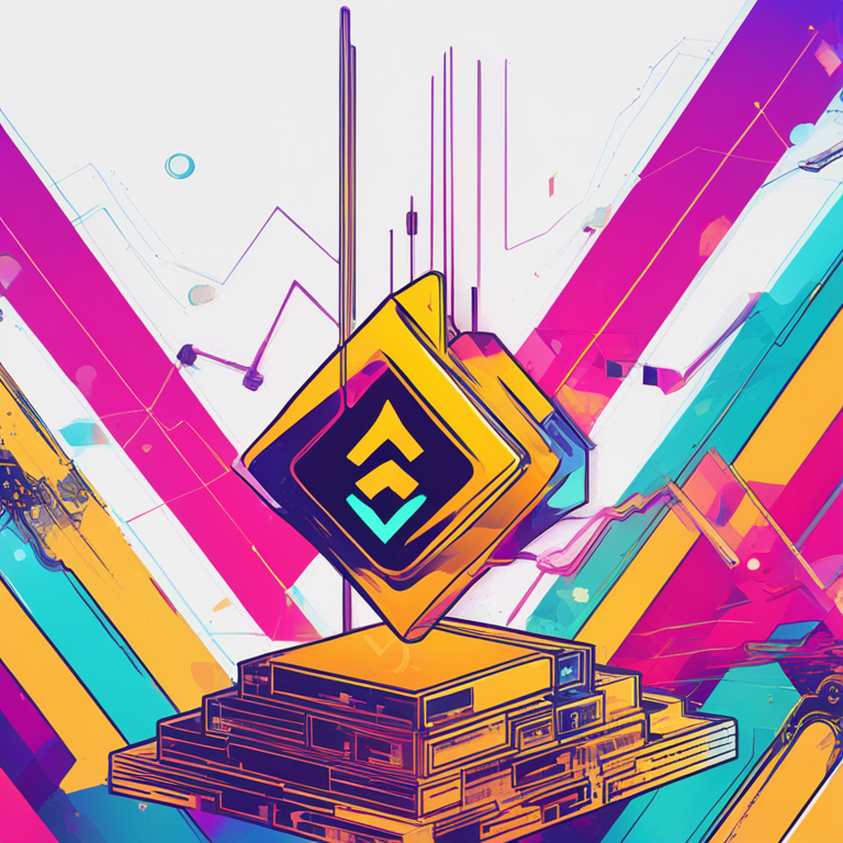 abstract digital artwork representing automated trading with Binance’s Funding Rate Arbitrage Bot, high-tech interface, vivid colors