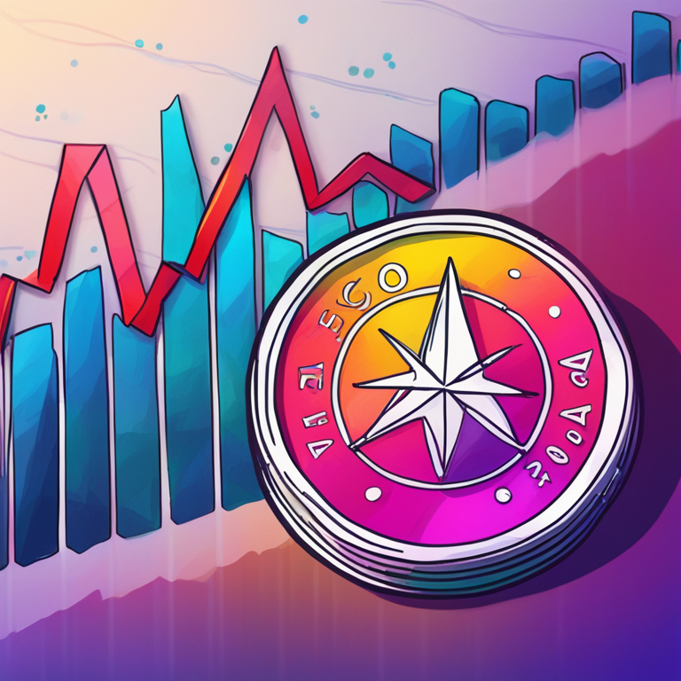 hand-drawn digital illustration of Cardano price analysis, vibrant colors, Artstation HQ, digital art, financial chart with upward trends