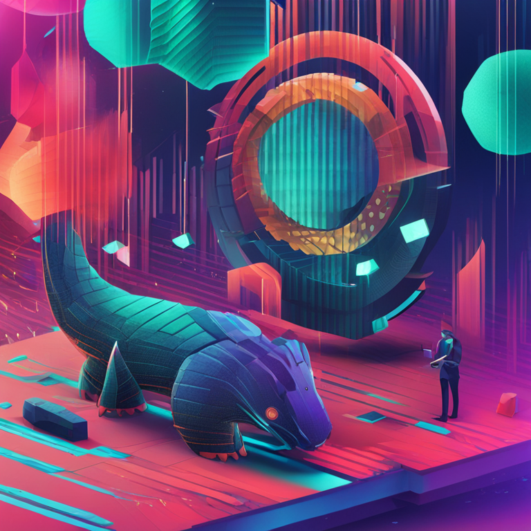 Abstract digital illustration representing the KIP voting process for Komodo blockchain improvement, modern design, Artstation HQ, futuristic, vibrant colors