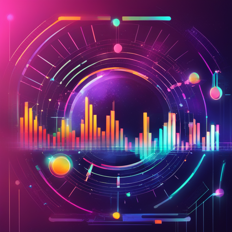 Abstract representation of cryptocurrency market trends, digital art, vibrant colors, Artstation HQ, graph and blockchain elements