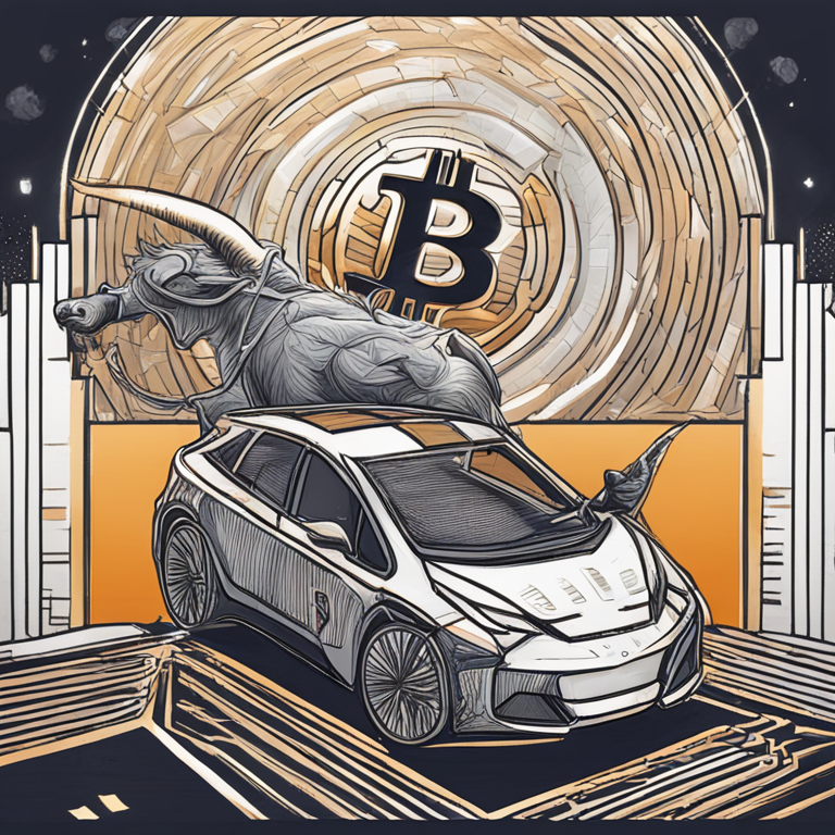 A hand-drawn digital illustration of Bitcoin showing sideways trading with a bullish breakout, Artstation HQ, digital art