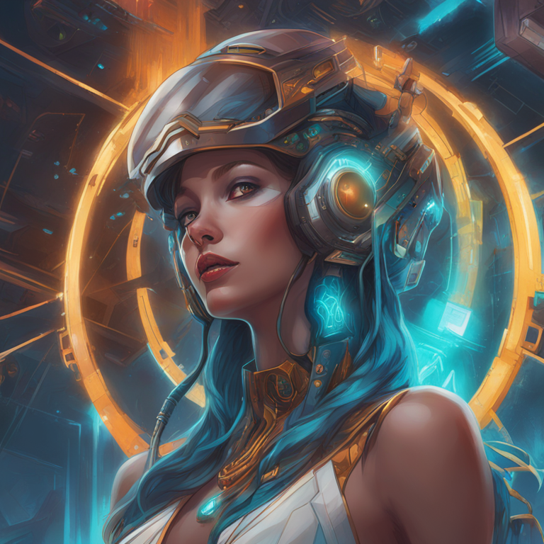 hand-drawn digital illustration, showcasing futuristic blockchain digital art, illustrating connectivity and secure data streaming, Artstation HQ, bright colors, modern, intricate details, by Peter Mohrbacher and Donato Giancola, trending on Artstation