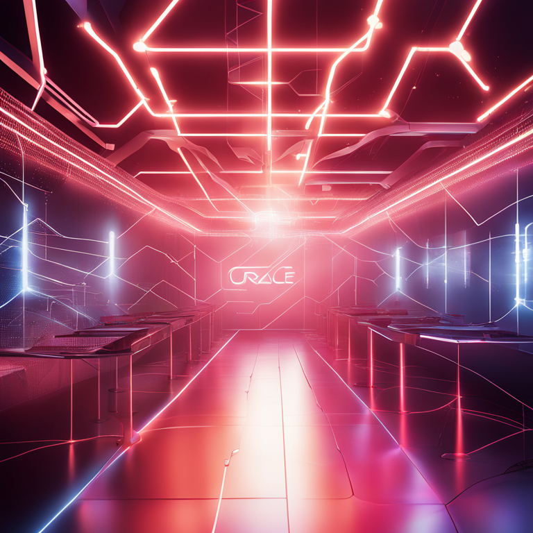 Artistic digital illustration of a blockchain network integrating oracle solutions, vibrant and modern Artstation HQ, with futuristic and secure transactional nodes and chains, detailed textures and soft gradient lighting