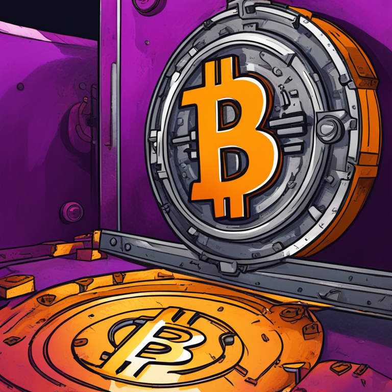 hand-drawn digital illustration of a Bitcoin symbol locked in a vault, reflecting the sentiment of failed financial security solutions, trending on Artstation, vibrant colors, digital art