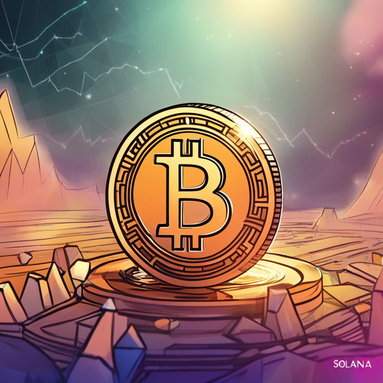 Digital illustration of Solana cryptocurrency with rising graph and bullish market trends, hand-drawn digital illustration, Artstation HQ, digital art