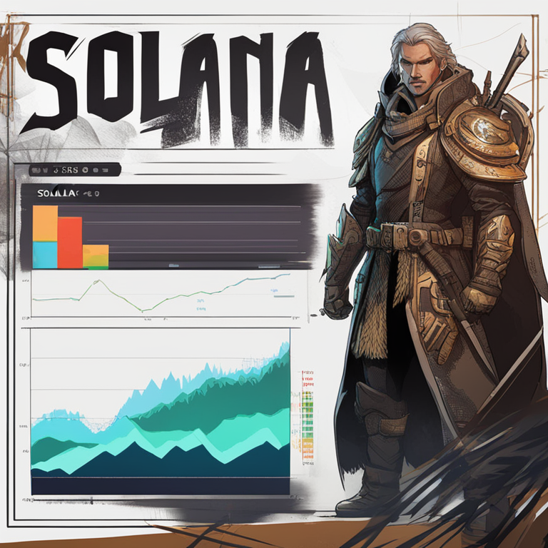 Digital chart illustrating key resistance levels of Solana with bullish and bearish trends, hand-drawn digital illustration, Artstation HQ, digital art