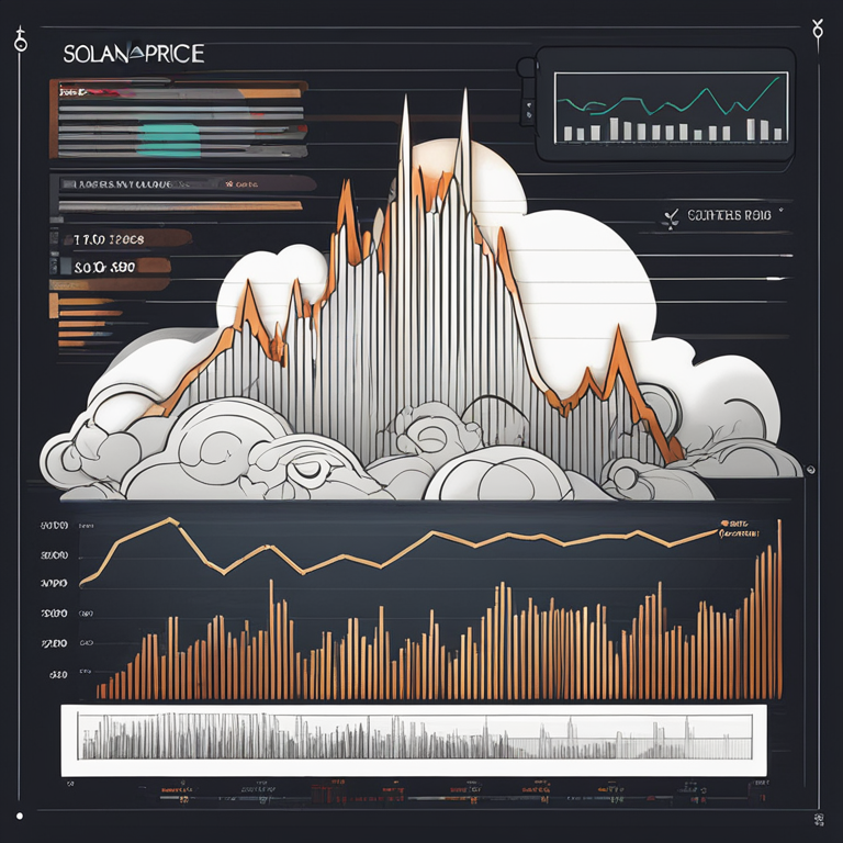 hand-drawn digital illustration of an hourly chart showing a rising trend for Solana price, Artstation HQ, digital art, intricate details, financial data, modern and stylish presentation