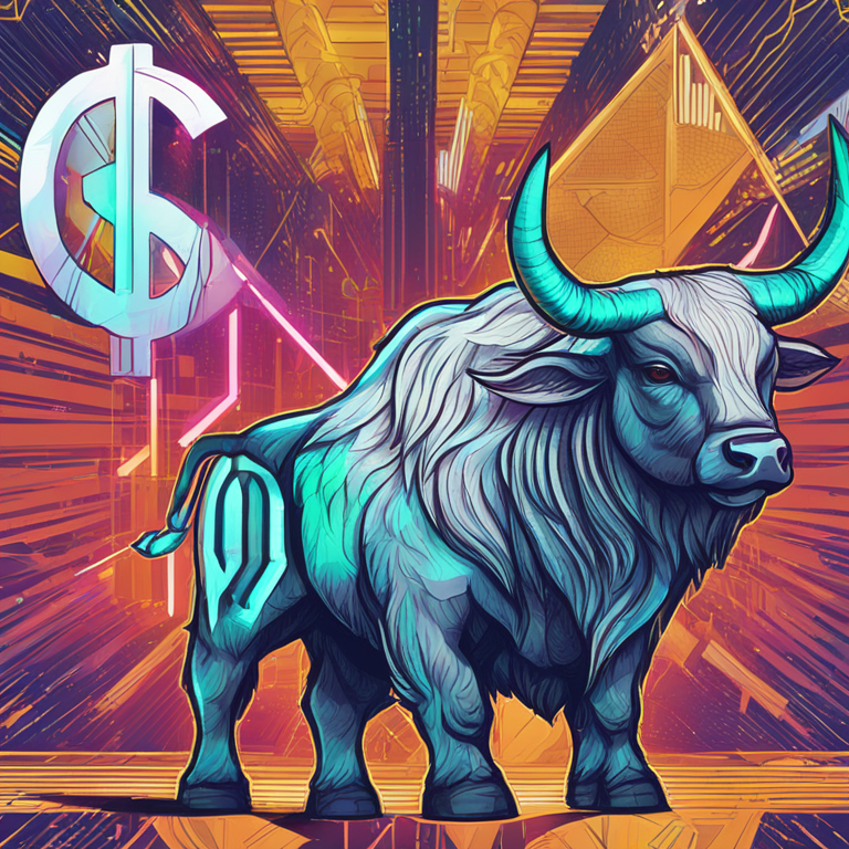 Hand-drawn digital illustration, portraying bullish trend with Solana cryptocurrency symbol, detailed charts, vibrant colors, Artstation HQ, digital art