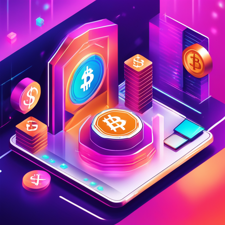 artistic digital illustration, showcasing a financial institution integrating crypto staking services, vibrant and modern, trending on Artstation