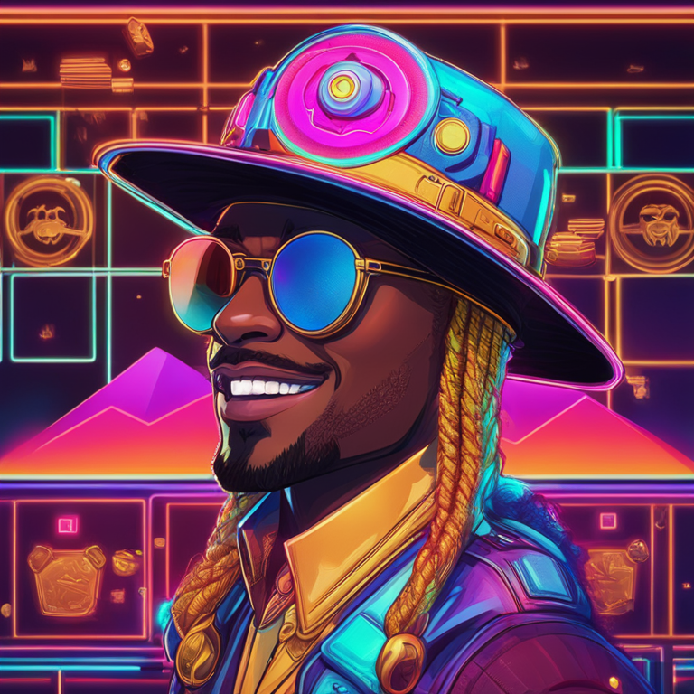 Detailed digital illustration of the meme coin Dogwifhat on Solana blockchain, vibrant colors, futuristic vibe, Artstation HQ, digital art