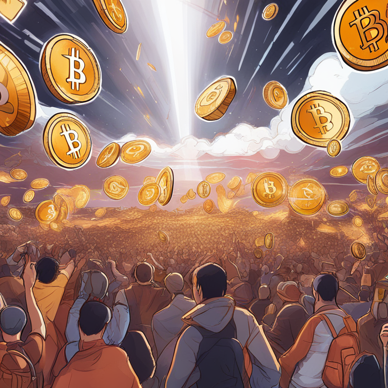 hand-drawn digital illustration, Artstation HQ, representation of cryptocurrency prices soaring, digital art