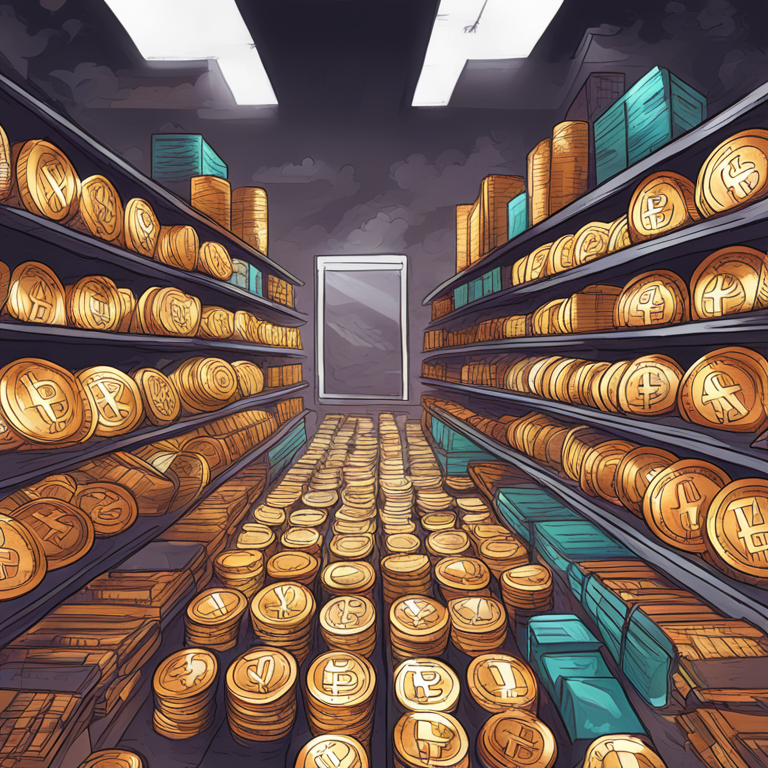 hand-drawn digital illustration showcasing a cryptocurrency market with coins rising, digital art, Artstation HQ, trendy magazine style