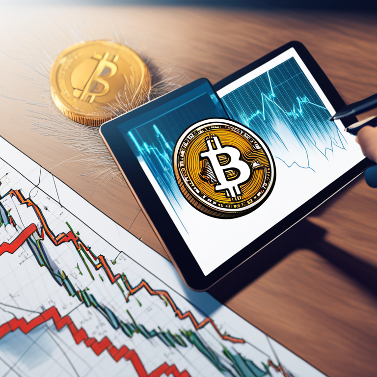 Bitcoin price trend analysis, hand-drawn digital chart, Artstation HQ, technical indicator resistance breakout, vibrant and modern digital finance context