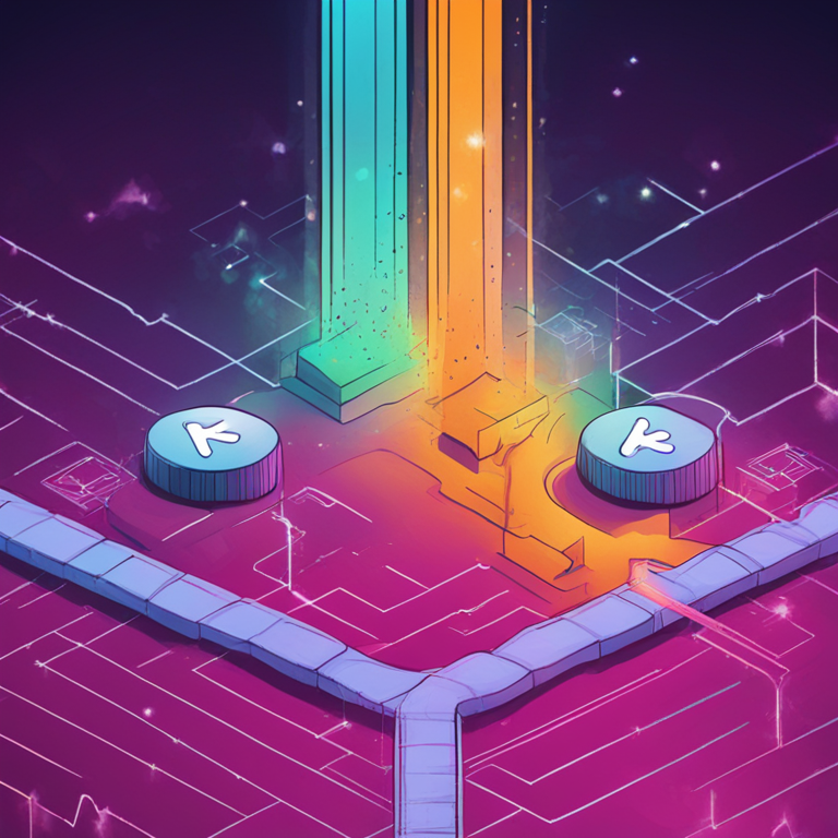 Abstract digital illustration of XRP price breakout scenarios, hand-drawn digital illustration, Artstation HQ, digital art, featuring pathways going upward and downward