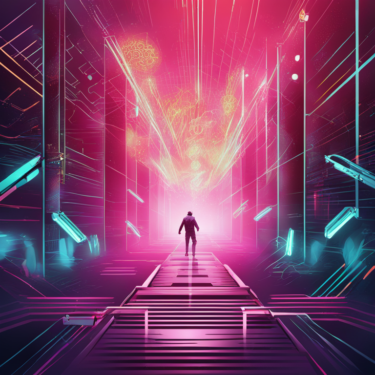 hand-drawn digital illustration showing a barrier breaking with biometric symbols around, Artstation HQ, digital art, vibrant color palette, futuristic technology, overcoming obstacles, abstract background, creative depiction of challenges