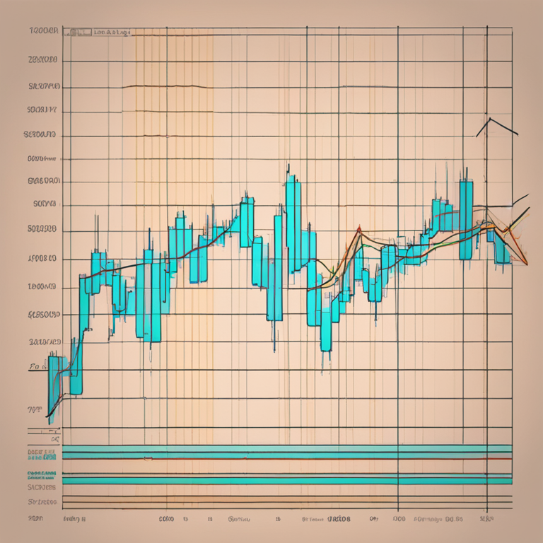 hand-drawn digital illustration of Bitcoin price chart with technical resistance lines, Artstation HQ, digital art