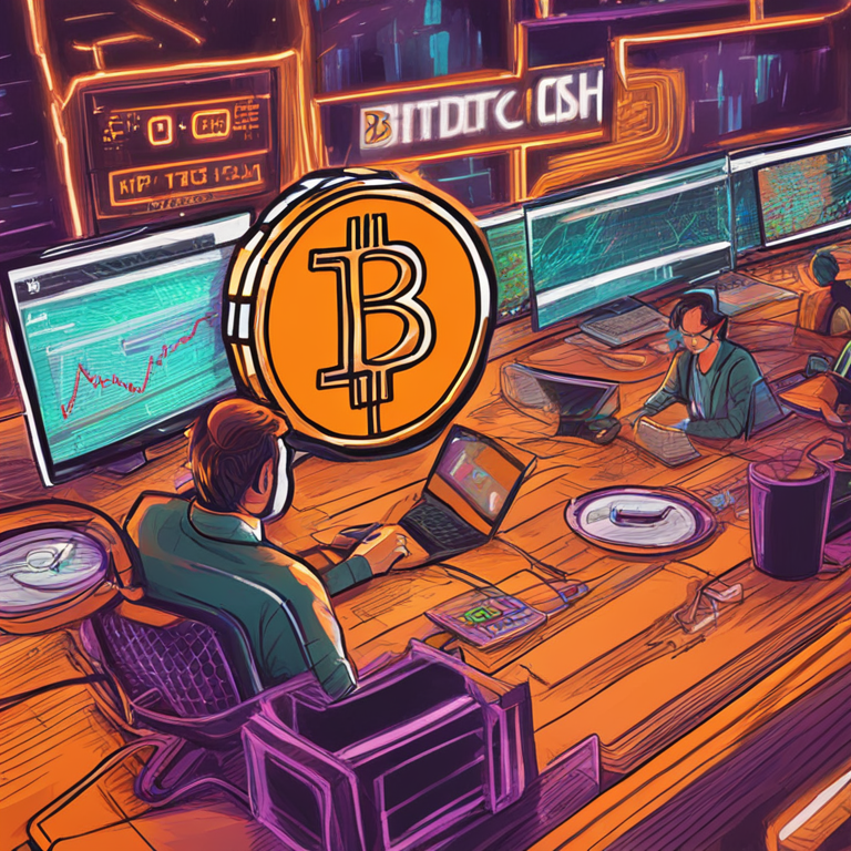 hand-drawn digital illustration of a lively Reddit discussion about Bitcoin Cash upgrade, Artstation HQ, digital art, futuristic, vibrant colors, communication in the crypto community