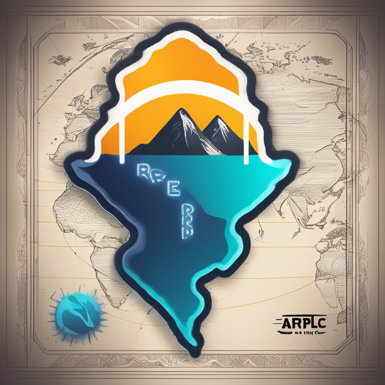 Hand-drawn digital illustration, Artstation HQ, digital art. Ripple logo with digital financial elements and Latin America map in the background.