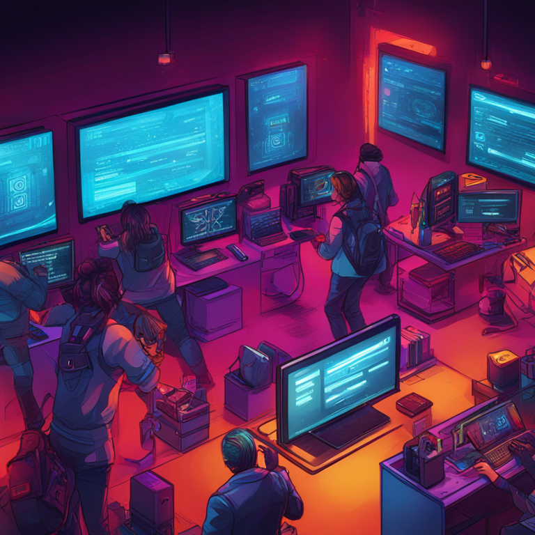 hand-drawn digital illustration, Artstation HQ, digital art, illustration of multiple crypto tokens being hacked, vibrant colors, intense mood, cyber theme, showcasing digital wallets being drained, realistic and high-tech feel, trending on Artstation, dramatic lighting