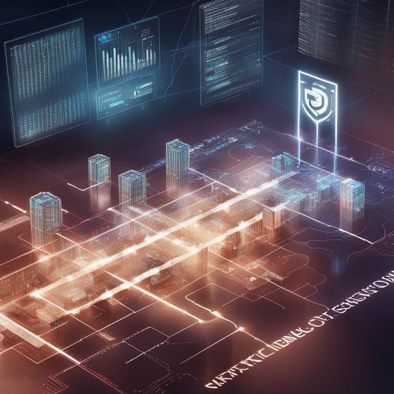 Abstract digital illustration of modern financial systems combating terrorism, with imagery of cryptography and decentralized networks, Artstation HQ, digital art