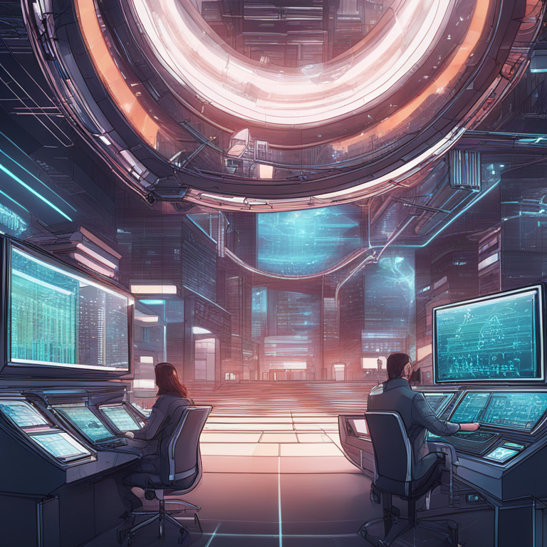 hand-drawn digital illustration of futuristic financial technology infrastructure, Artstation HQ, digital art, innovative blockchain applications, real-time market data integration, cutting-edge design