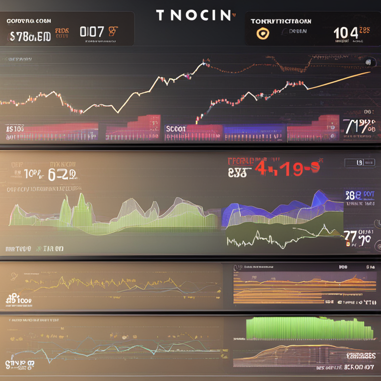 illustration of cryptocurrency performance charts with Toncoin outperforming others, Artstation HQ, digital art