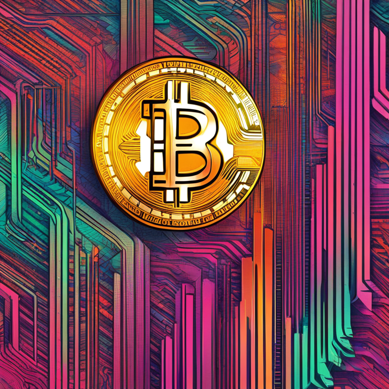 Hand-drawn digital illustration of a futuristic Bitcoin graph influenced by CPI data trend, Artstation HQ, vibrant colors, digital art