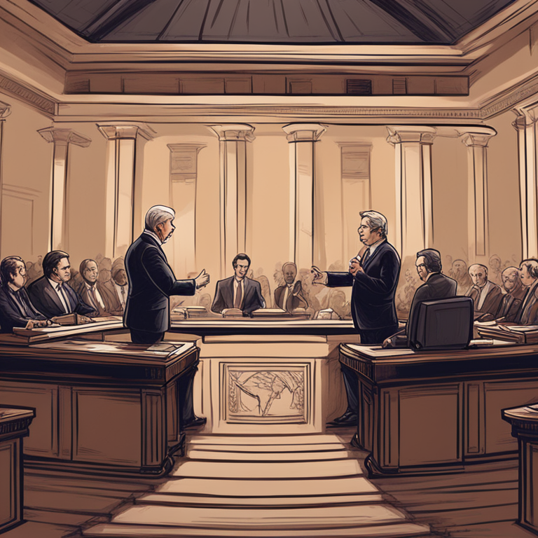 Illustration showing a legislative debate with senators and representatives, hand-drawn digital illustration, Artstation HQ, digital art