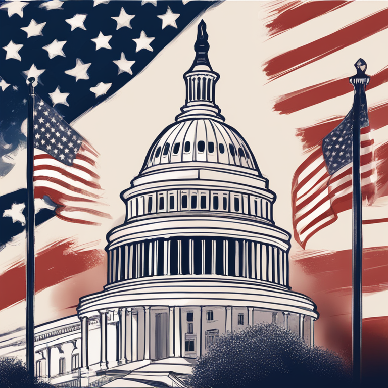 A digital illustration showcasing the United States Capitol building, indicating a significant legislative event, hand-drawn digital illustration, Artstation HQ, digital art