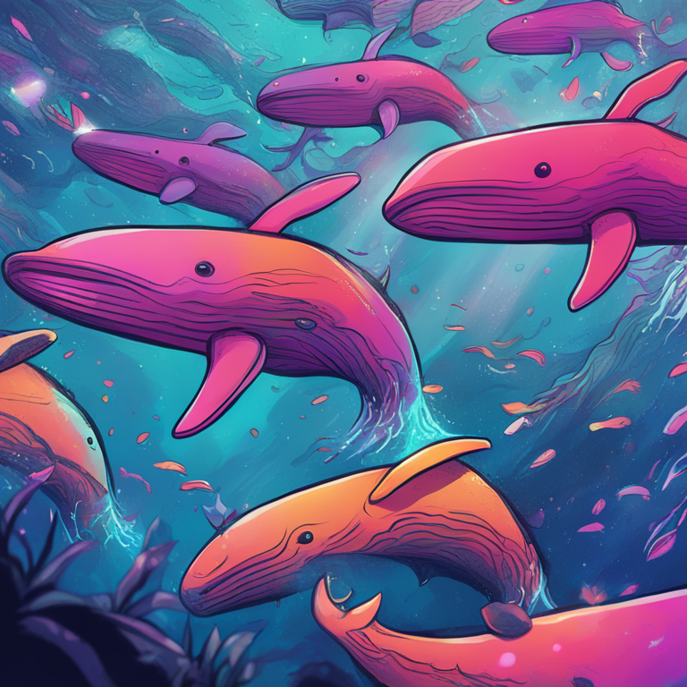 Hand-drawn digital illustration of XRP Whales accumulating large quantities of XRP in a digital wallet, futuristic and vibrant, detailed colors, Artstation HQ, digital art, trending magazine style