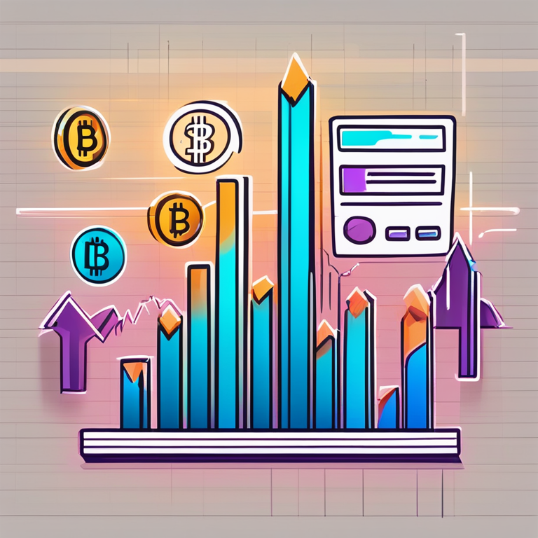 hand-drawn digital illustration, Artstation HQ, digital art of financial chart, symbolizing Bitcoin ETF launch, trending high, rapid growth, colorful graphs and figures