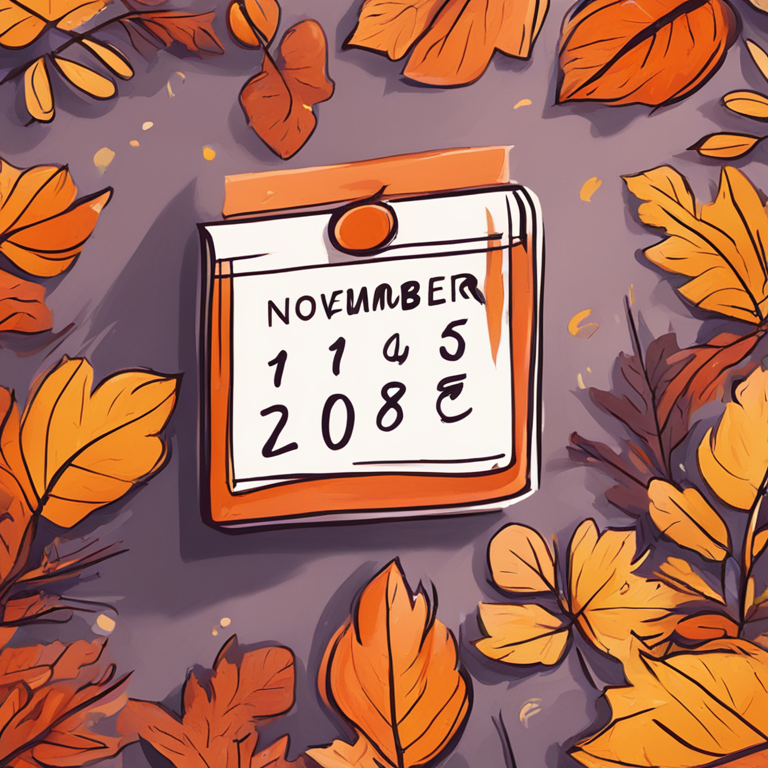 hand-drawn digital illustration of a calendar marking November 1 as an important date, vibrant details, Artstation HQ, digital art style