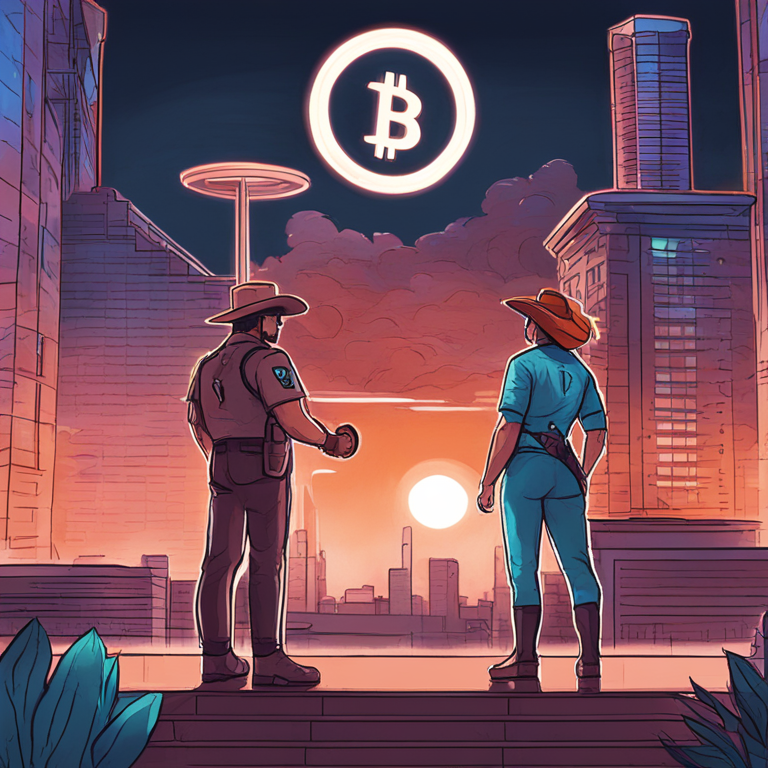 Hand-drawn digital illustration of Oklahoma embracing crypto regulations, Artstation HQ, digital art, trendy magazine style