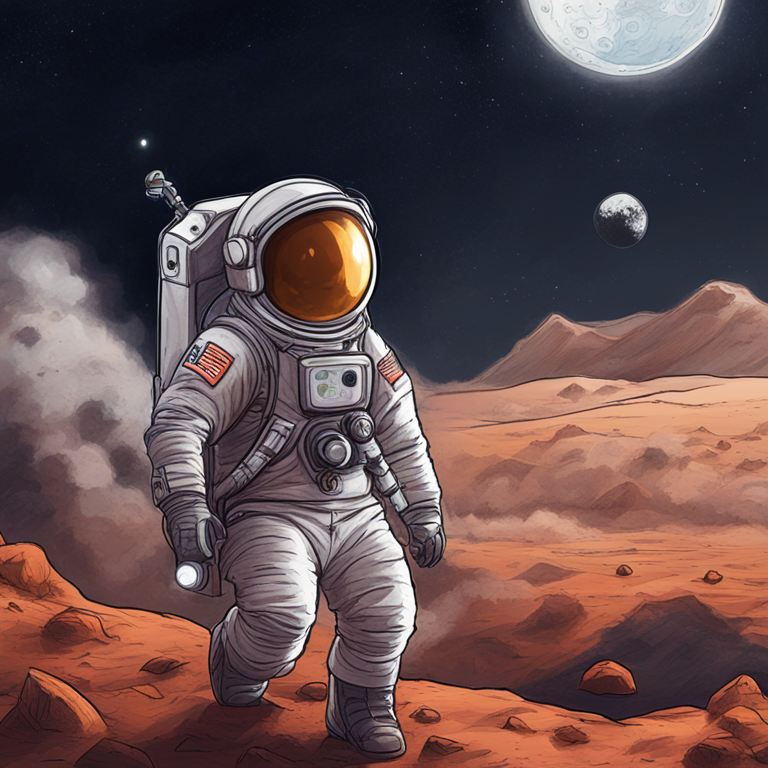 Bitcoin going to the moon, hand-drawn digital illustration, Artstation HQ, digital art