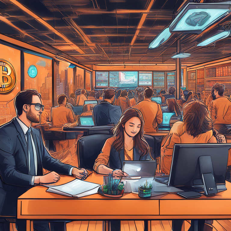 hand-drawn digital illustration, Bitcoin's market surge, bustling digital asset markets, Artstation HQ, lively and energetic digital art