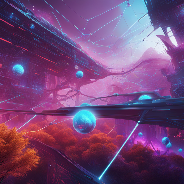 Captivating image of interconnected edge nodes in a futuristic web3 environment, digital art with ultramodern aesthetic, vibrant colors, detailed illustration, inspired by top digital artists on Artstation.