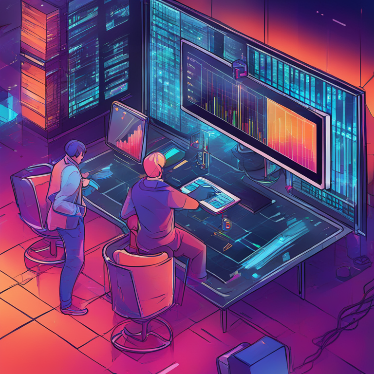 hand-drawn digital illustration of blockchain data analytics, vibrant colors, Artstation HQ, digital art