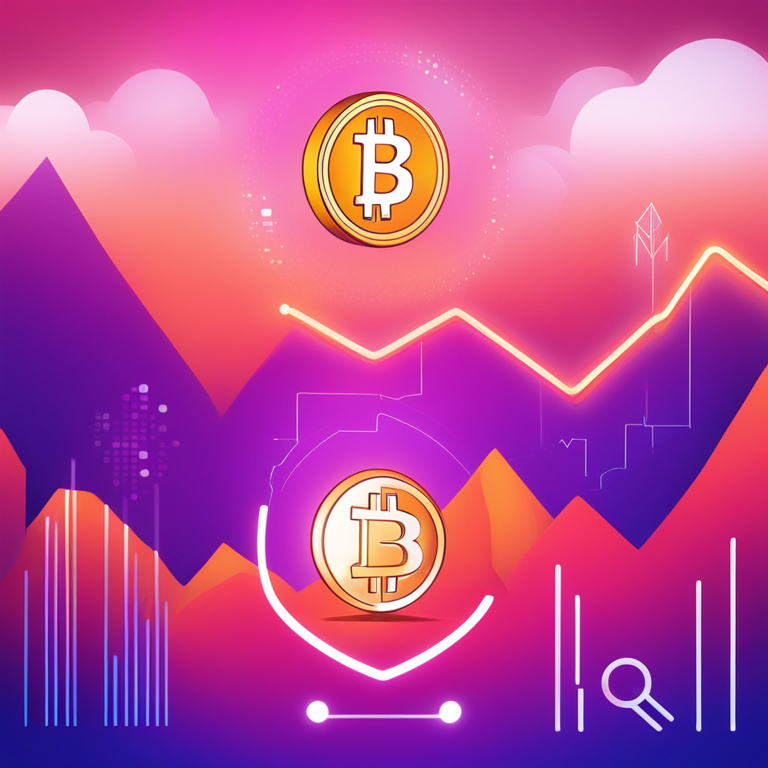 Illustration representing crypto market trends with abstract charts and symbols, Artstation HQ, digital art