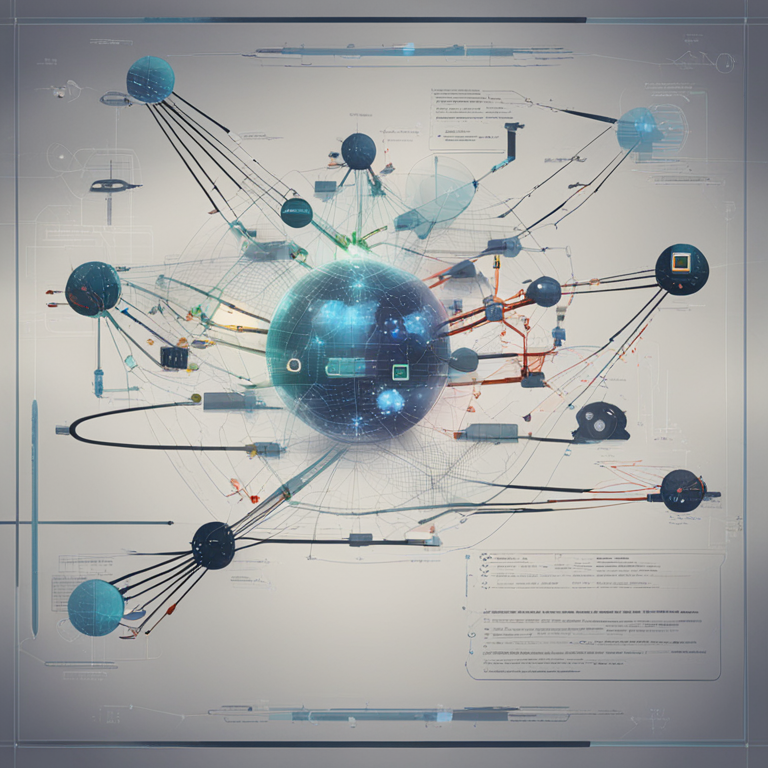 Visual representation of a proposal aiming to improve network efficiency, depicted as a futuristic diagram with network nodes and signals, hand-drawn digital illustration, Artstation HQ, digital art