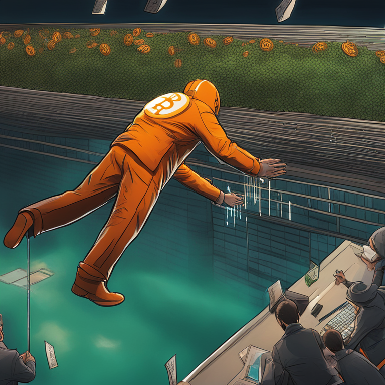 Digital illustration of Hedge Funds diving into Bitcoin ETFs, Artstation HQ, digital art