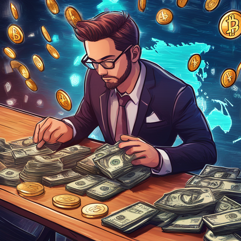 hand-drawn digital illustration of cash repayments affecting cryptocurrency market trends, Artstation HQ, digital art, complex financial symbols, detailed and colorful