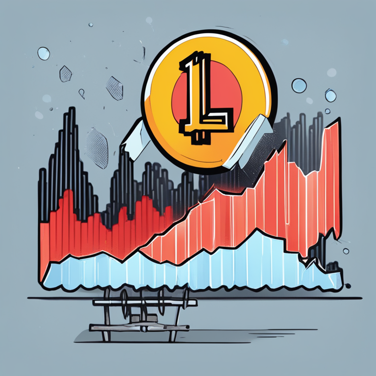 digital illustration of Litecoin price falling below 200-day EMA, hand-drawn style, Artstation HQ, digital art, trending topic in financial markets