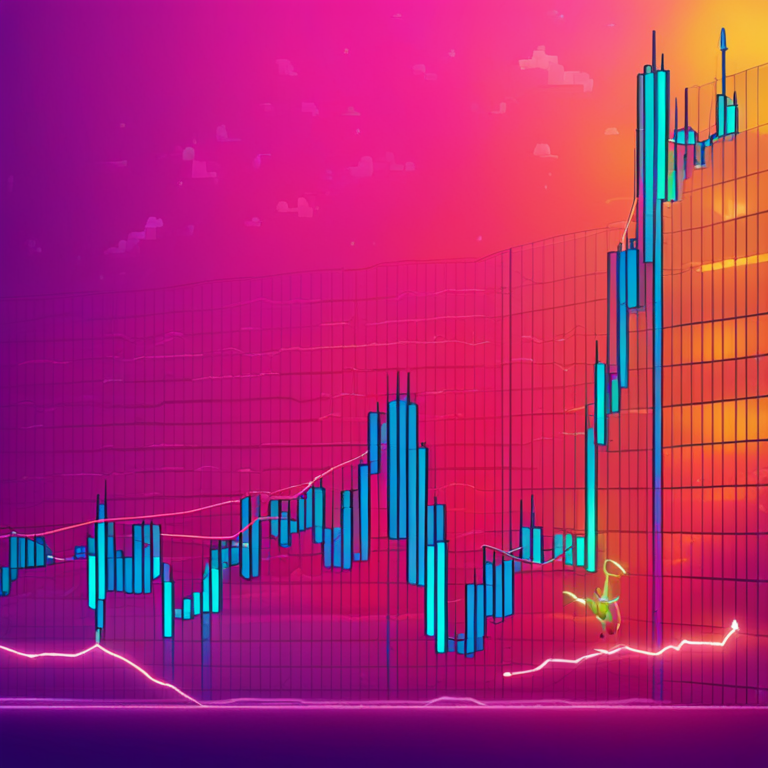 A digital illustration of a bullish Bitcoin price chart showing an upward trend, vibrant colors, modern financial background, Artstation HQ, digital art