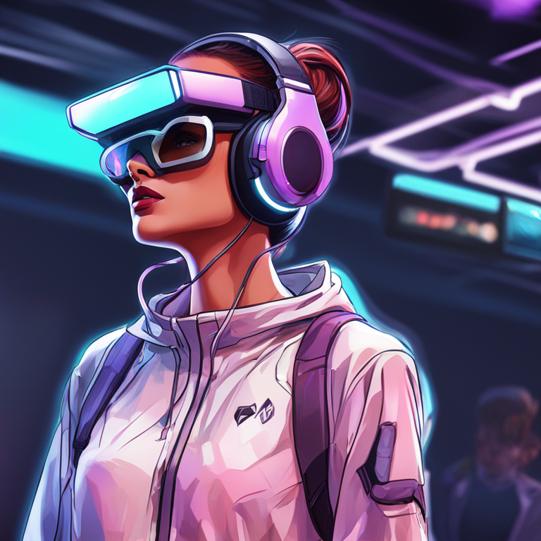 hand-drawn digital illustration of vibrant virtual wearables testing, Artstation HQ, digital art, dynamic avatars, high detail, live animation, experimental clothing designs, trending on Artstation