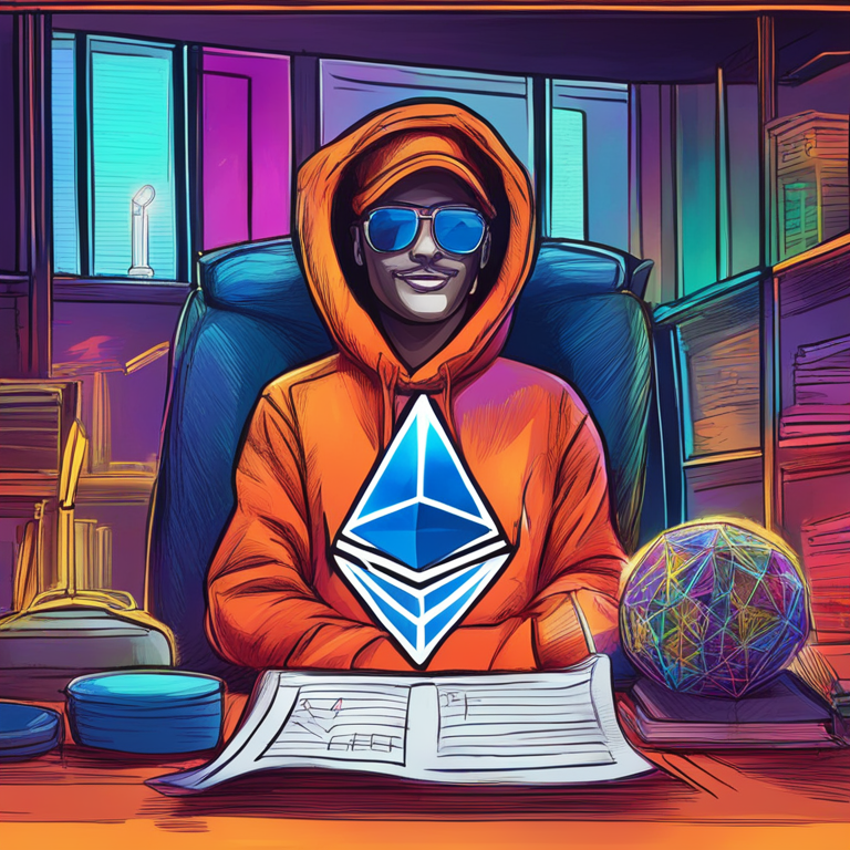 digital illustration of Ethereum blockchain under legal scrutiny, hand-drawn style, vivid colors, Artstation HQ, trending on Artstation