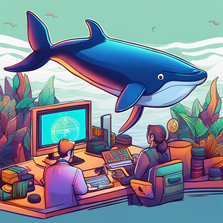 hand-drawn digital illustration of crypto whales trading, Artstation HQ, digital art, trending theme, modern and vibrant colors