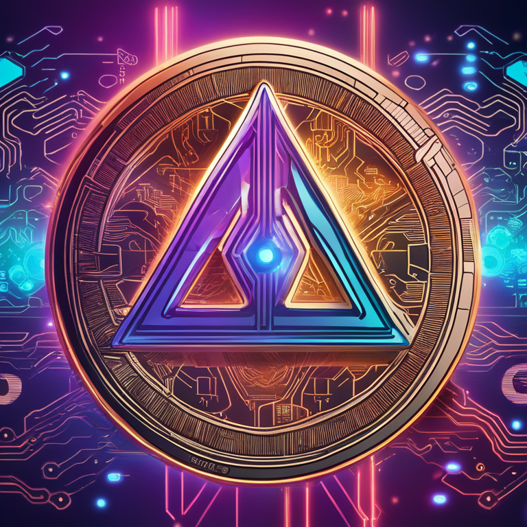 hand-drawn digital illustration, Artstation HQ, digital art of a variety of cryptocurrency symbols, interconnected, on a vibrant, futuristic background